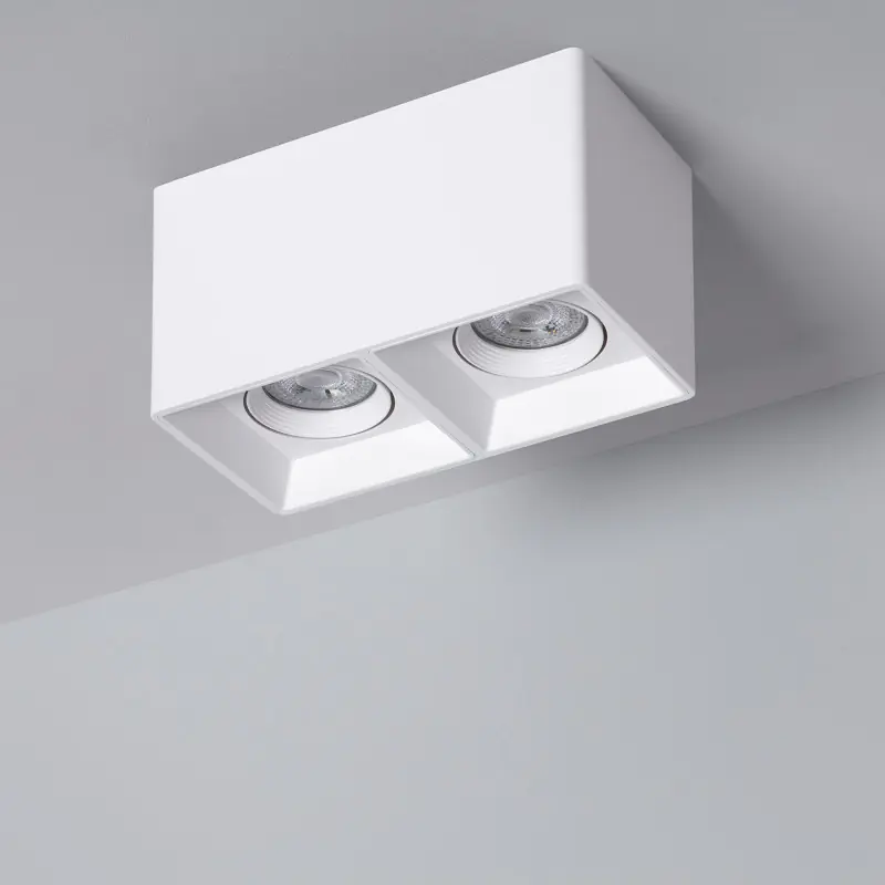 Plafonnier blanc double ampoule 10w led gu10 220v