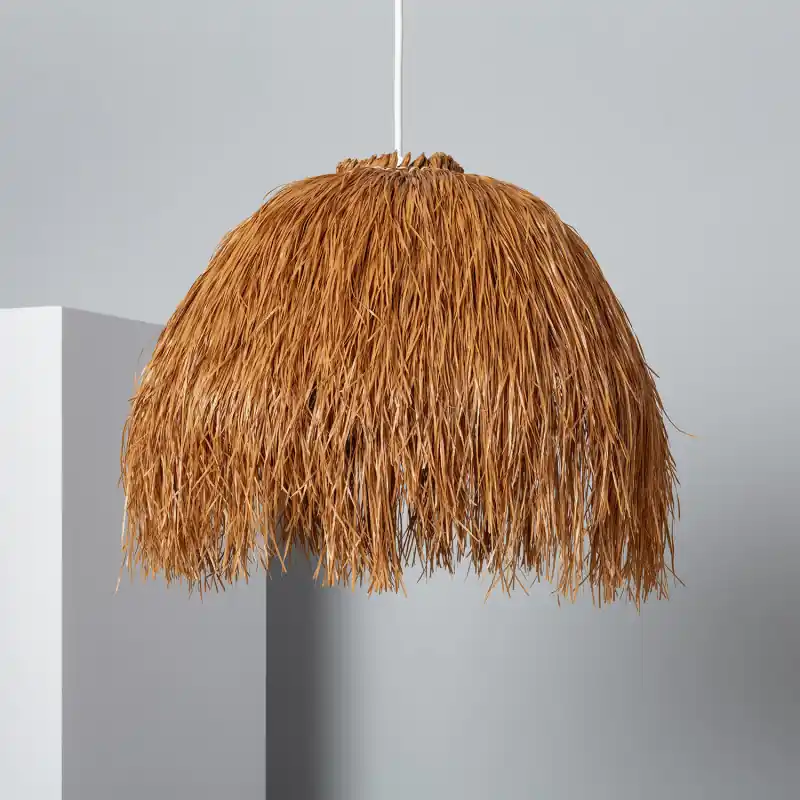 Plafonnier suspension rotin culot e27 fixation câble blanc