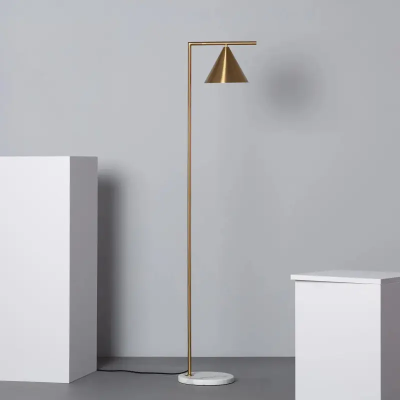 Lampadaire intérieur luminaire métal doré culot e27