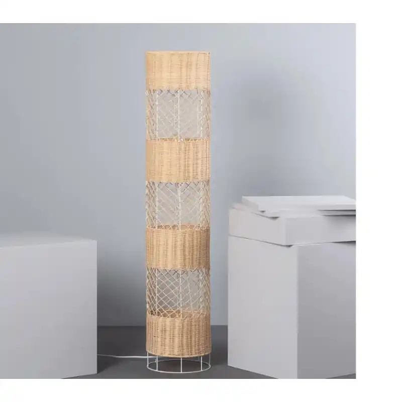 Lampadaire a poser de table rotin culot 2xe27 style cage