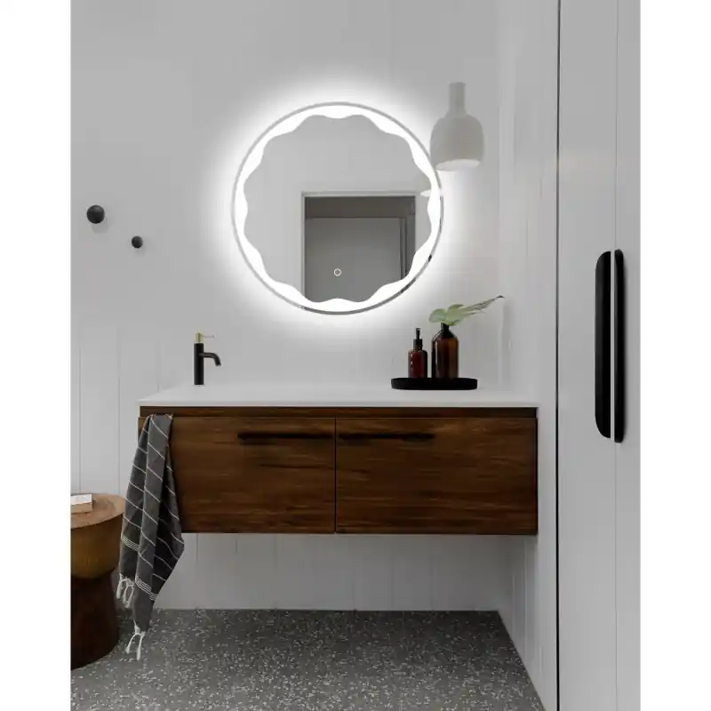 Miroir led 15w salle de bain rond 60cm ip44