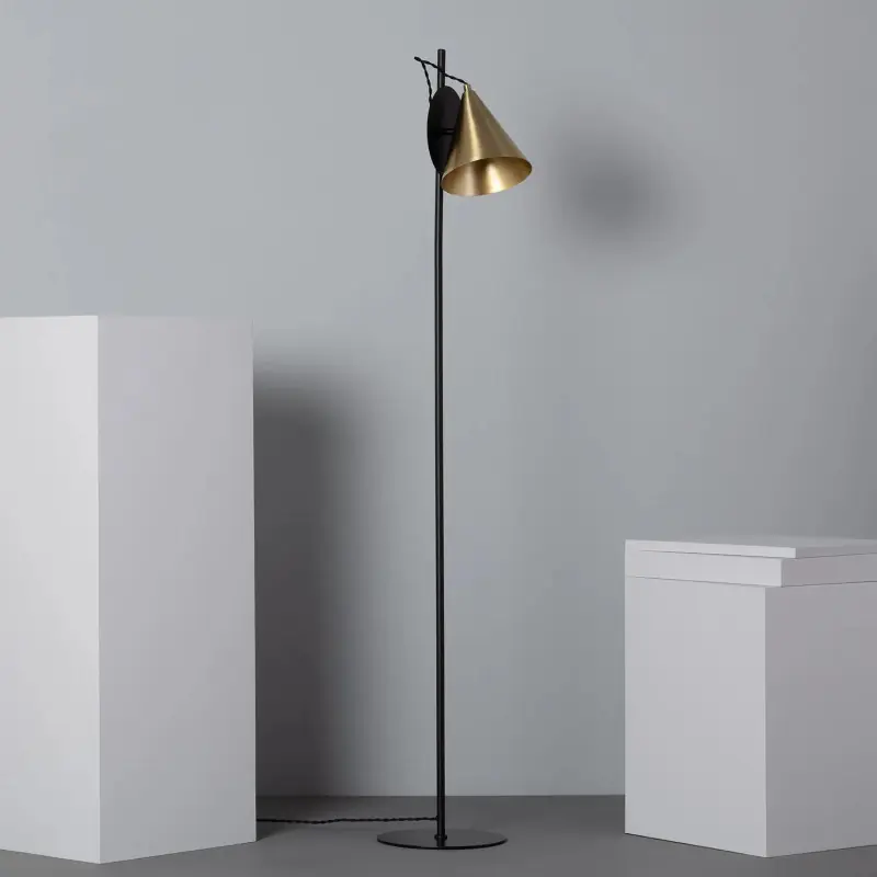Lampadaire lampe a poser métal noir et doré culot e14
