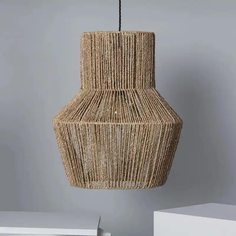Suspension luminaire suspendu corde tressé marron culot e27