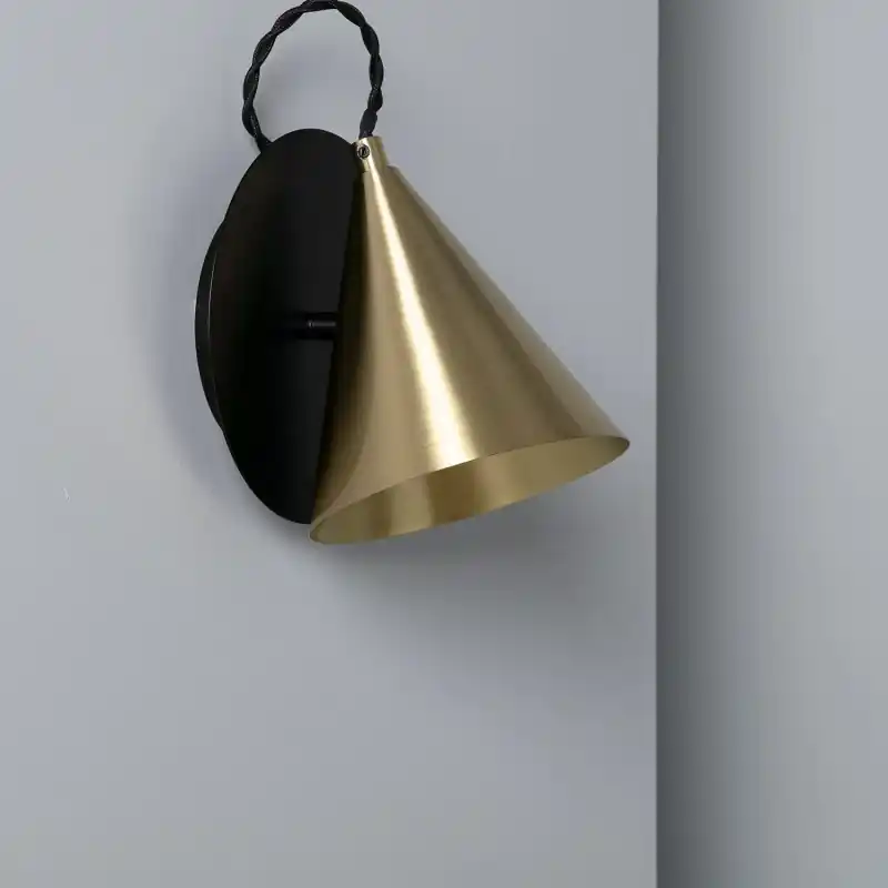Applique métal noir et tête orientable doré culot e14