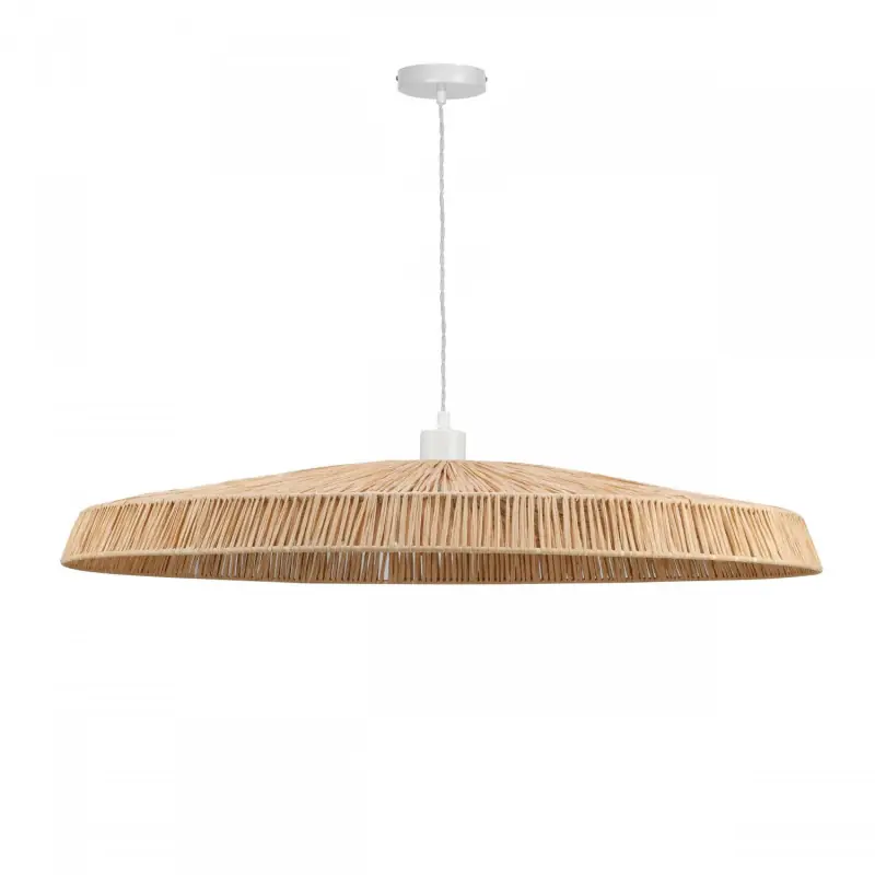 Suspension luminaire suspendu 75cm fibres tressé marron culot e27