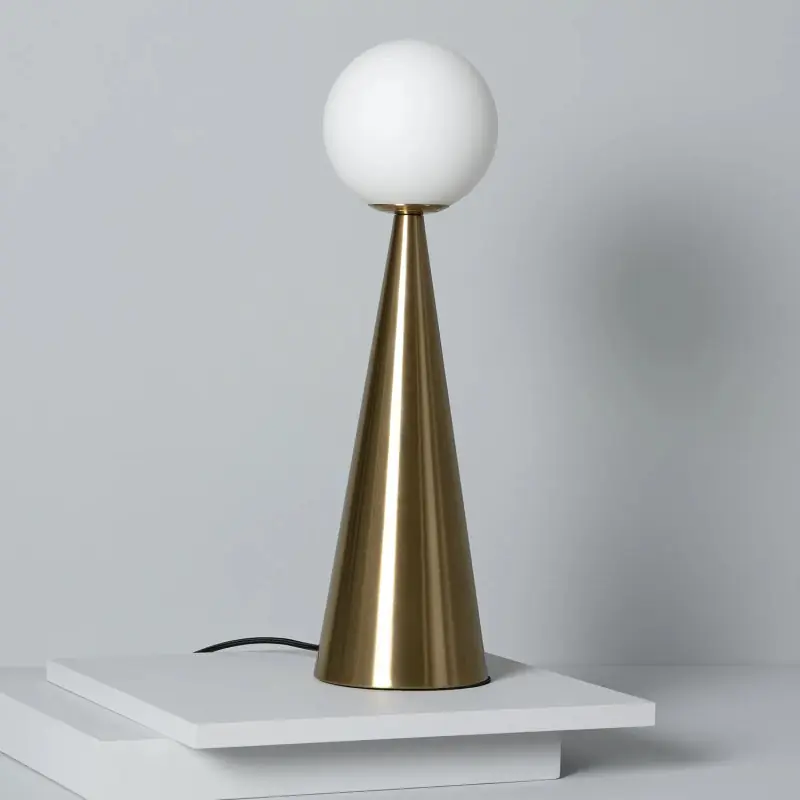 Lampe à poser métal doré et boule culot e14