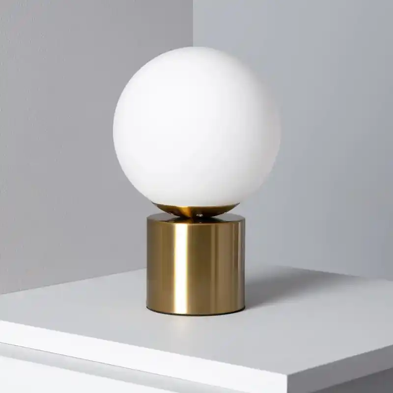 Lampe à poser métal doré et boule culot e27