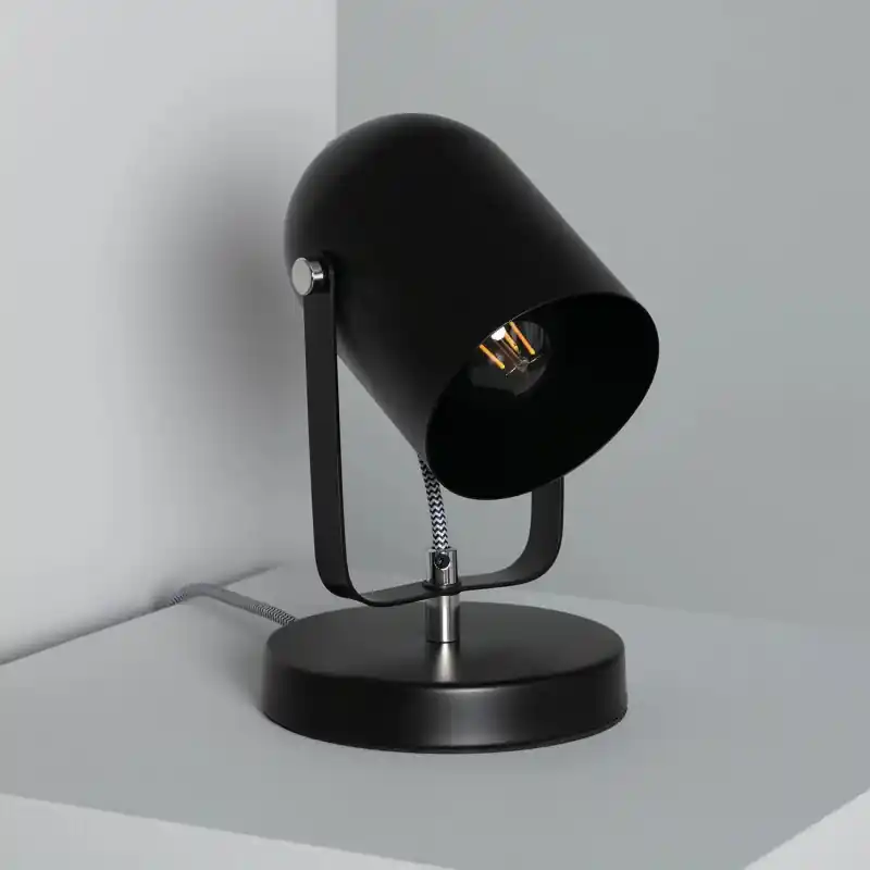 Lampe à poser métal noir culot e27