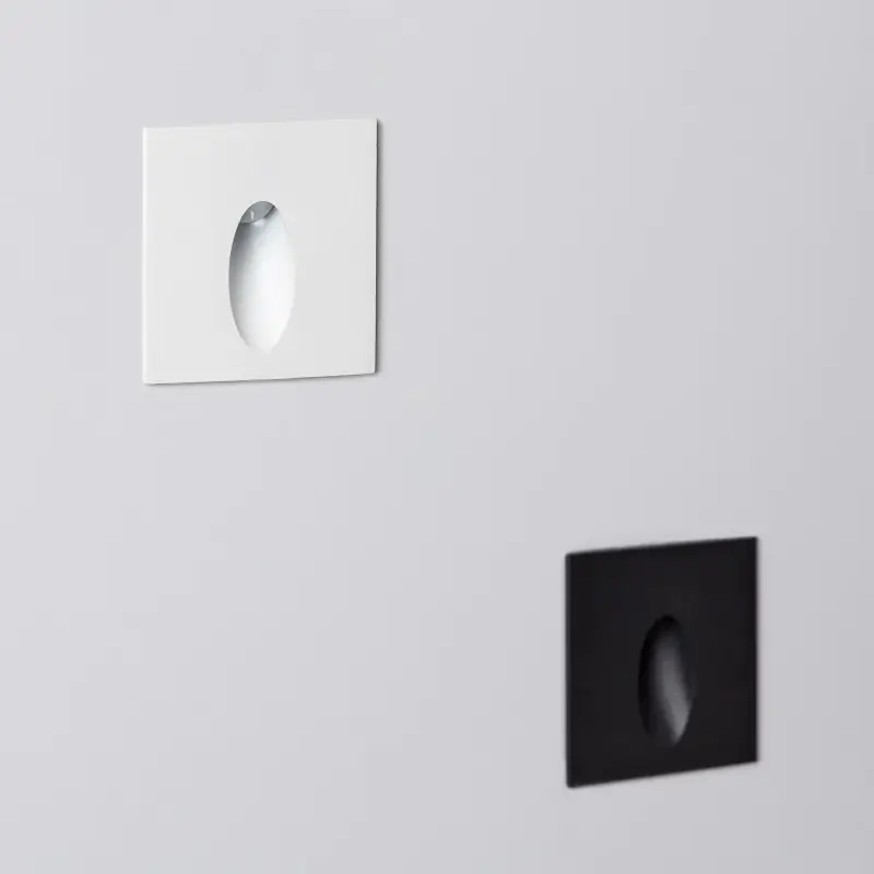 Spot balisage 3w LED carré escalier mur encastrable noir ou blanc