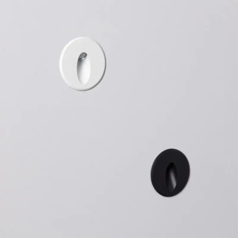 Spot balisage 1w LED 3000k-rond escalier mur encastrable noir ou blanc