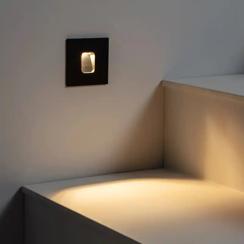 Spot balisage 2w LED carré escalier mur encastrable gris, noir ou blanc