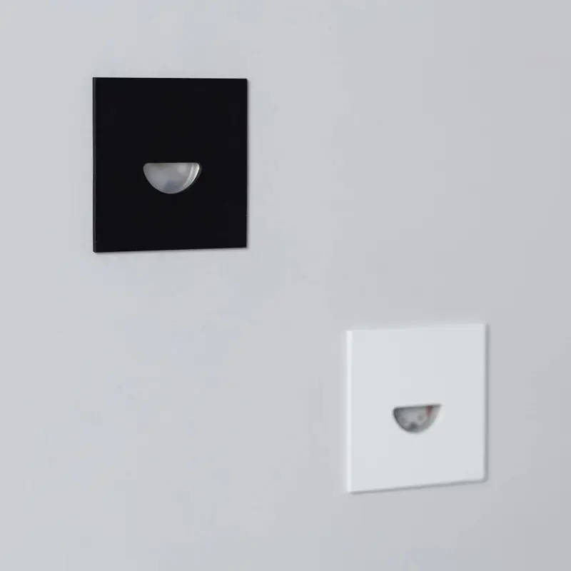 Spot balisage 2w LED carré escalier mur encastrable noir ou blanc