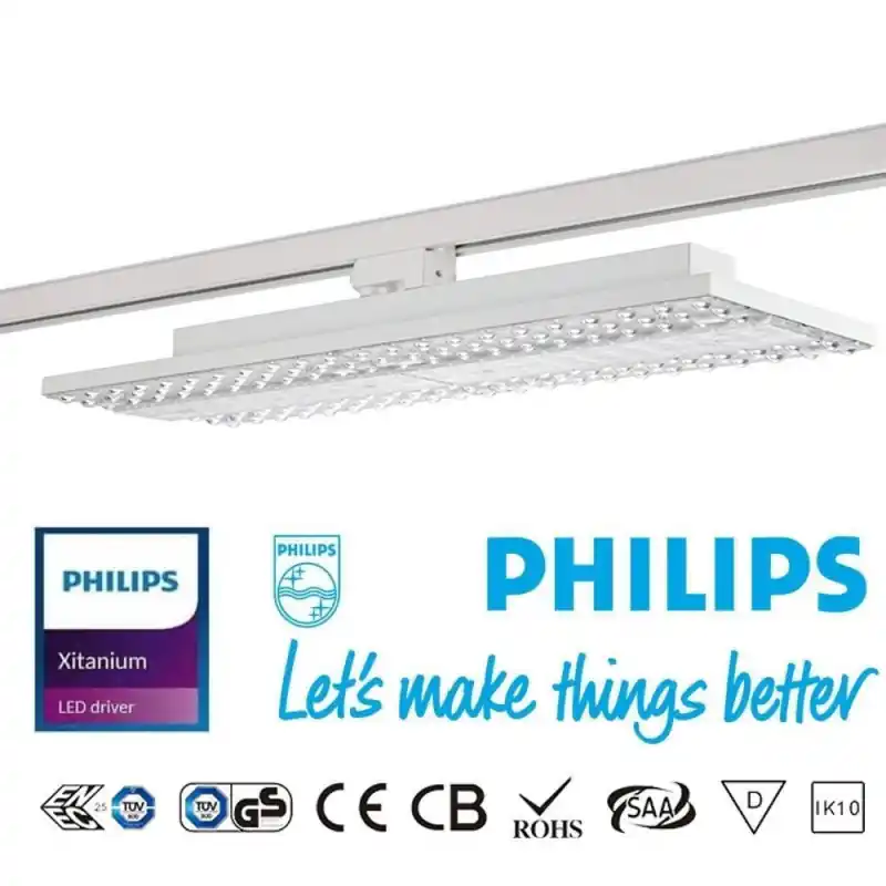 Projecteur rampe led 75w sur rail 3 allumages 10500lm boutiques commerces