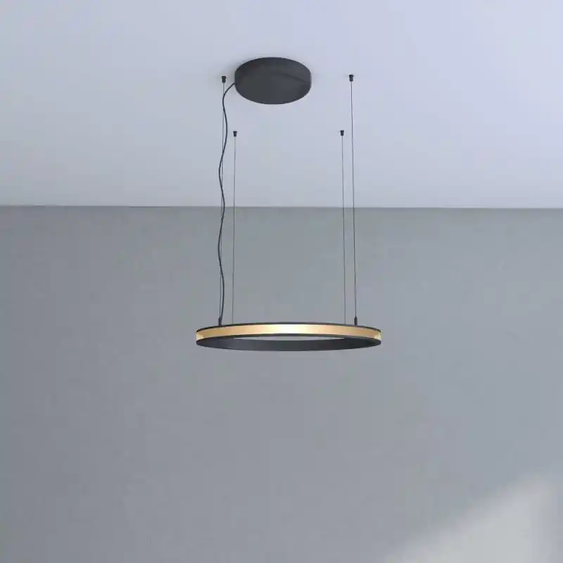Suspension noire ronde profilé 37w led 60cm