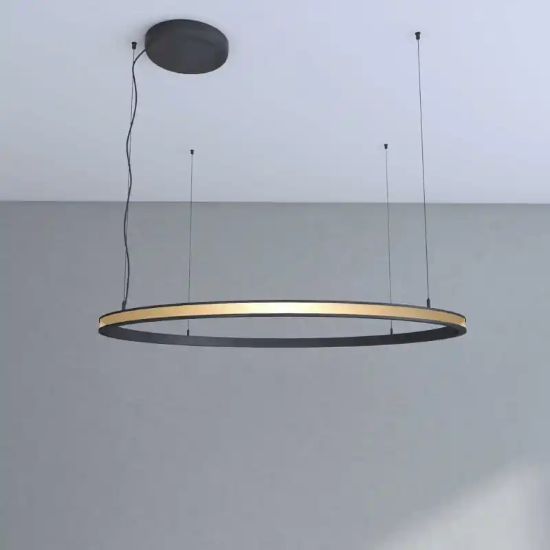 Suspension noire ronde profilé 77w led 120cm