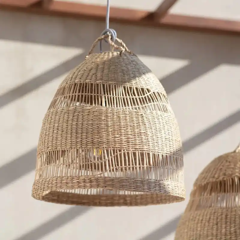 Suspension luminaire 45cm suspendu fibre naturelle culot e27