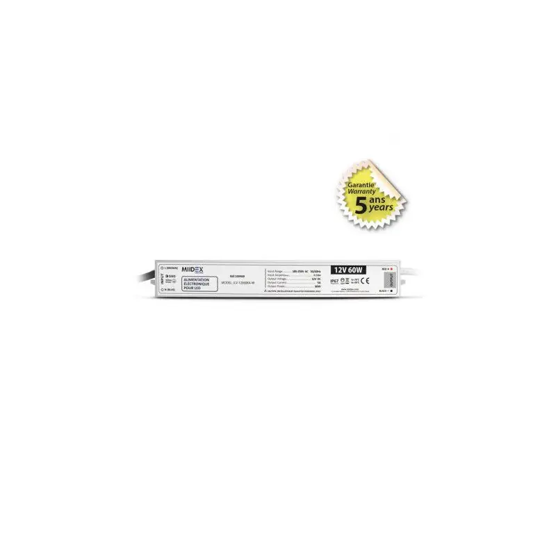 ALIM 12V DC LUMINEUX 60W IP67 5ANS