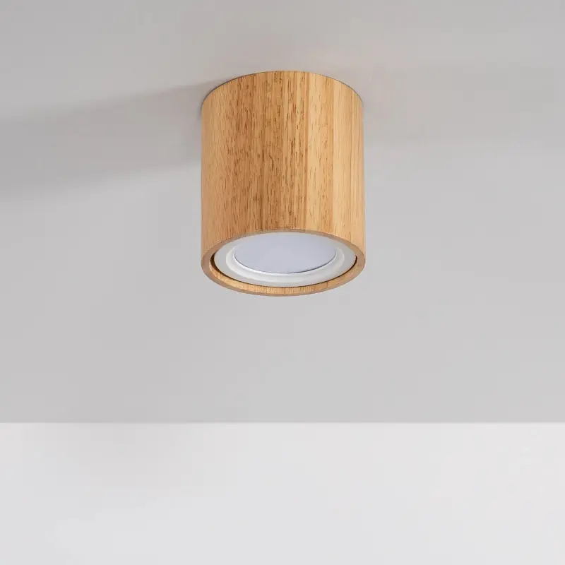 Plafonnier bois 3w led rond