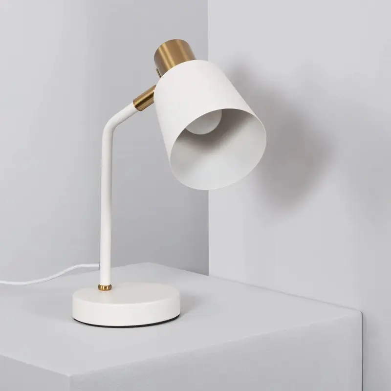 Lampe à poser métal doré et blanc culot e27