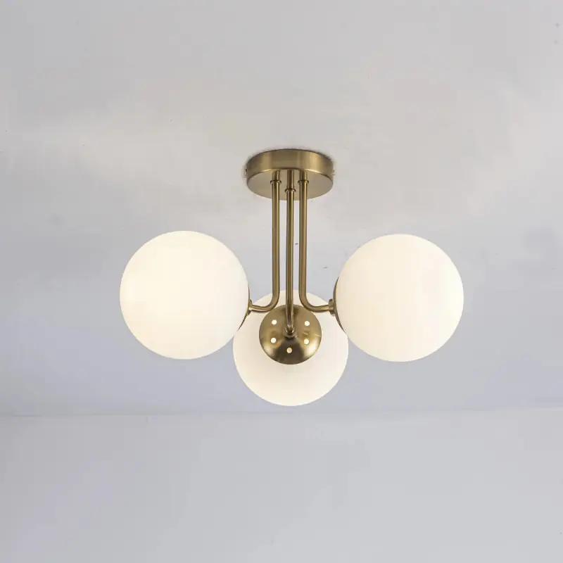 Plafonnier triple têtes métal doré culot e27