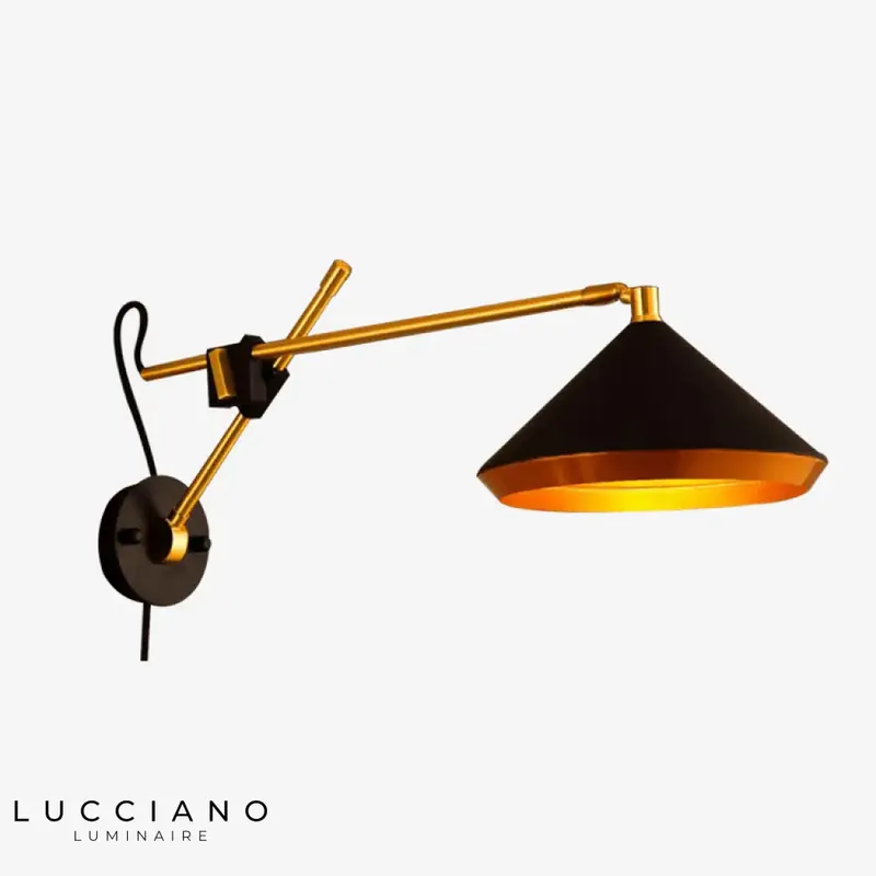 Applique murale LED dorée design rétro