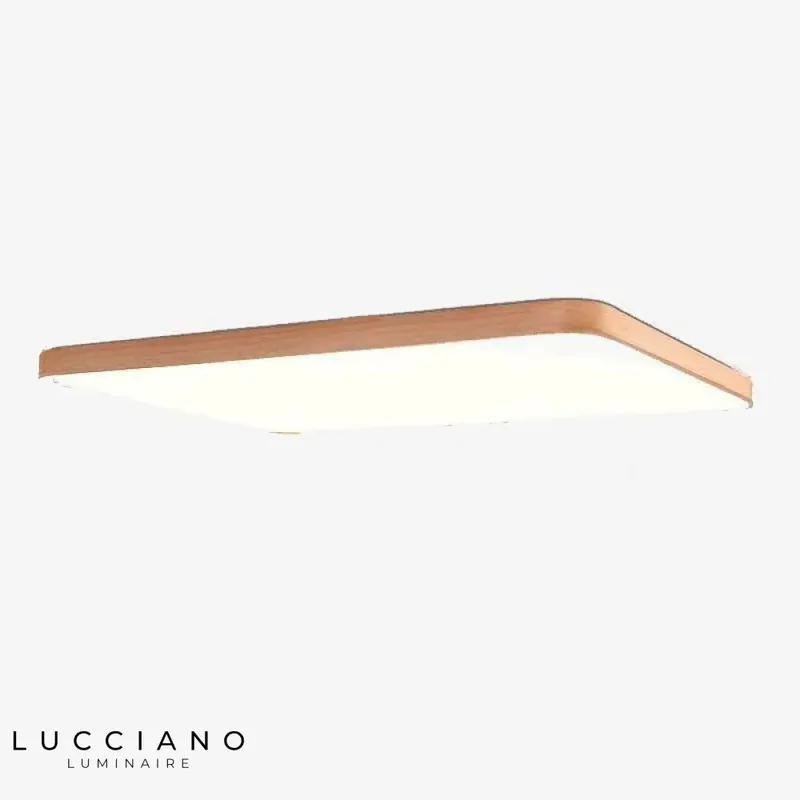 Plafonnier LED rectangle bois arrondi