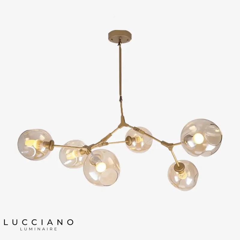 Lustre doré boules de verre Lindsey