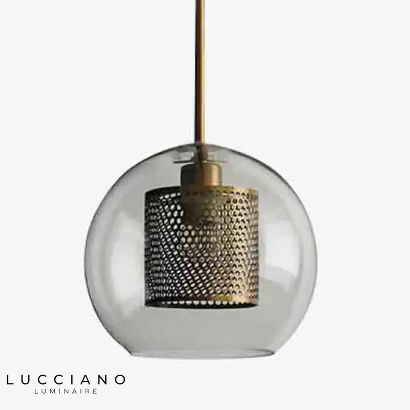 Lampe suspendue verre doré LED