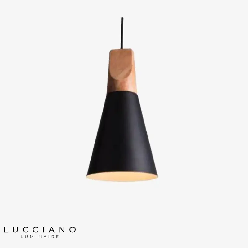 Suspension Bois Conique Multicolore