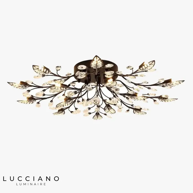 Plafonnier LED Cristal Fleurs Feuilles