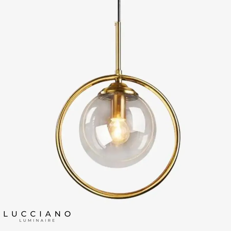 Suspension LED design boule verre fumé