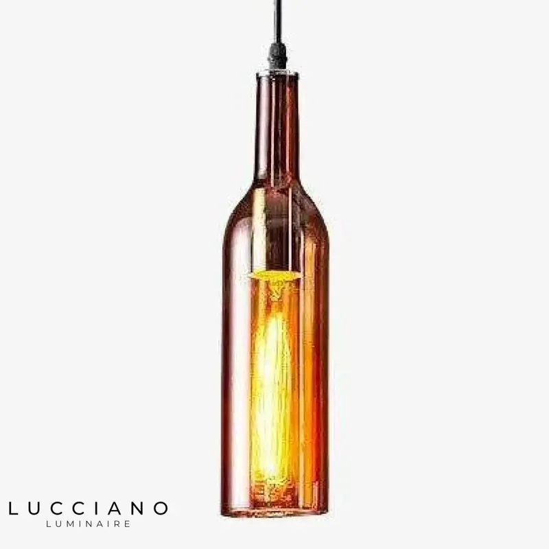 Suspension LED bouteille verre coloré