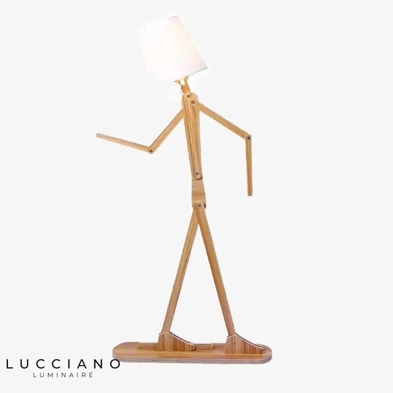 Lampadaire bonhomme bois style japonais