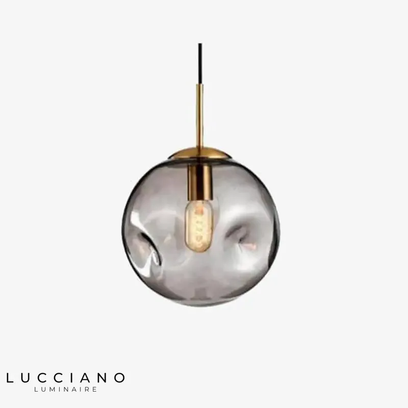 Suspension LED boule déformée verre