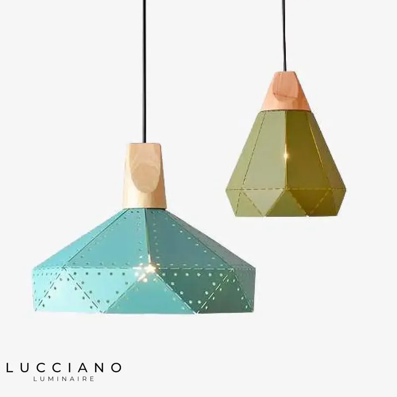 Lampe Design Bois Métal Perforé