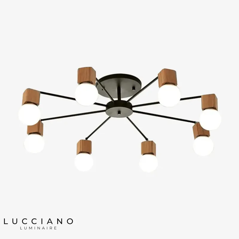 Suspension LED bois métal multi-lampes