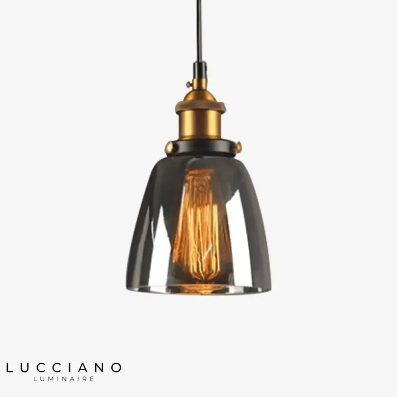 Suspension LED verre abat-jour vintage
