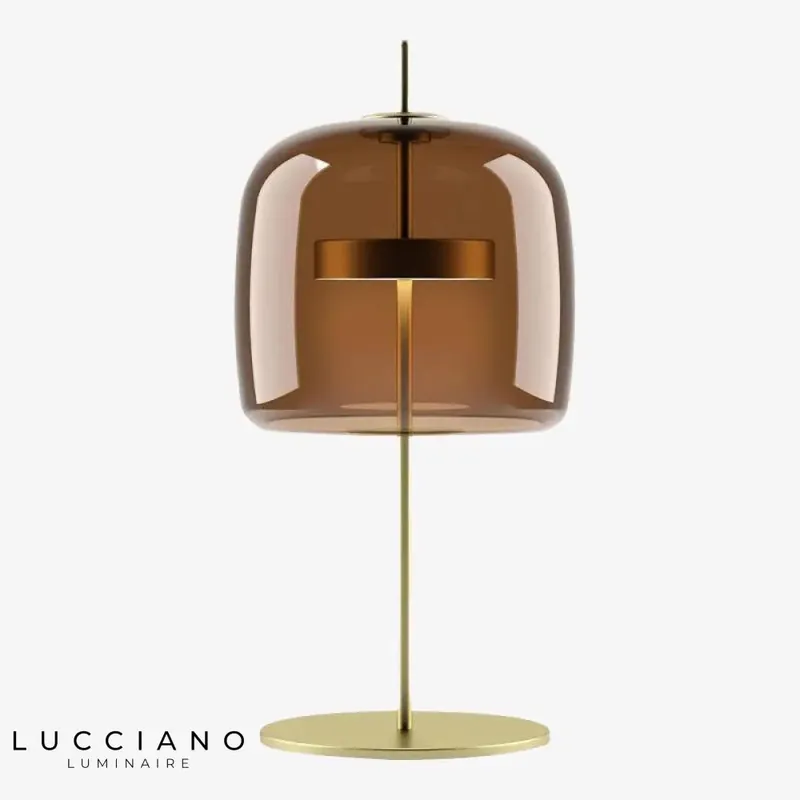Lampe LED rétro dorée en verre