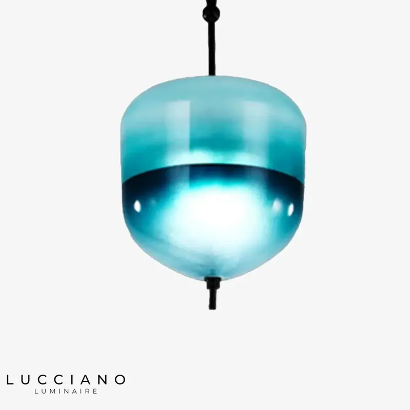 Suspension LED design verre bleu