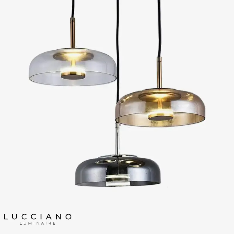 Suspension arrondie verre fumé LED