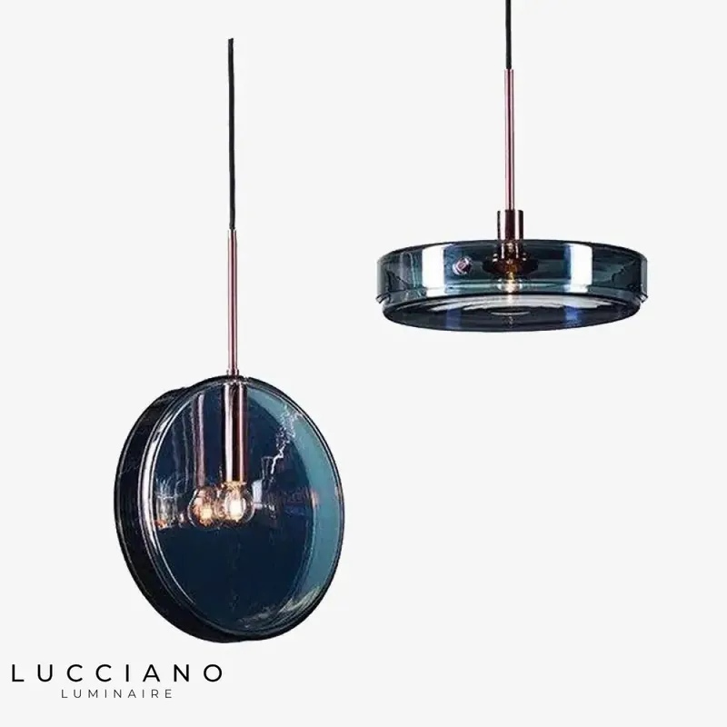 Lustre Rond en Verre Bleu