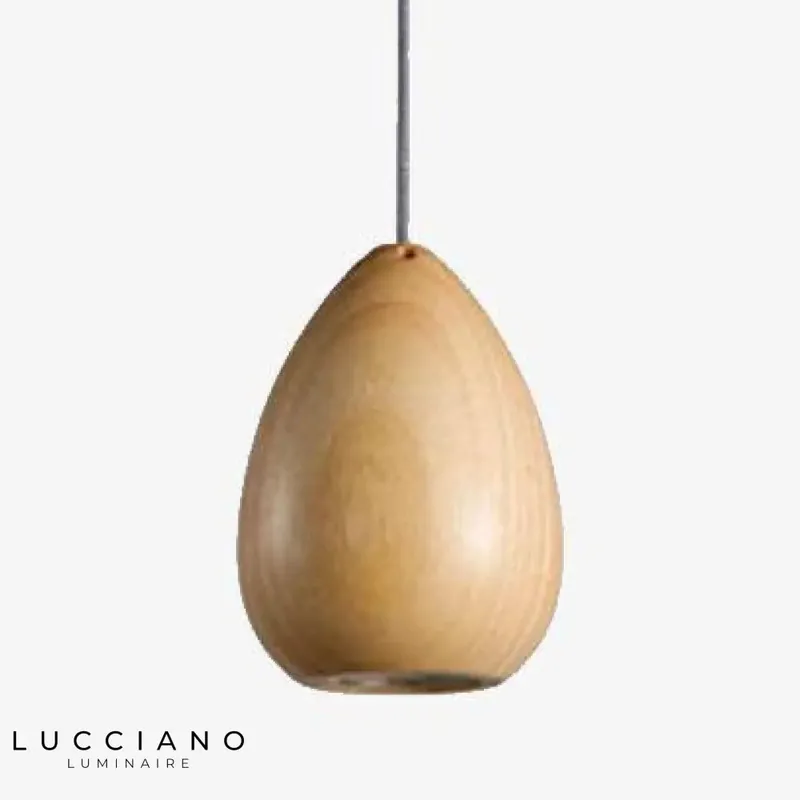 Suspension LED rétro boule bois