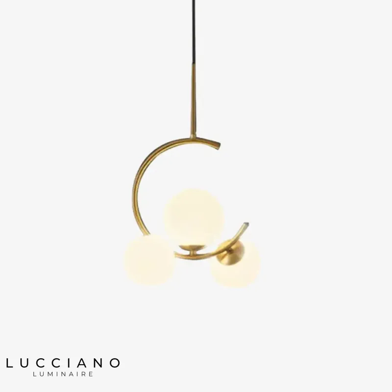 Suspension LED dorée cercle métal
