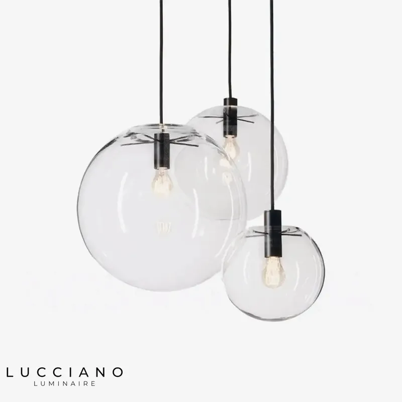 Globe en Verre Chromé Suspensions
