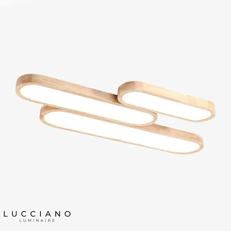 Plafonnier Tubes Arrondis en Bois LED