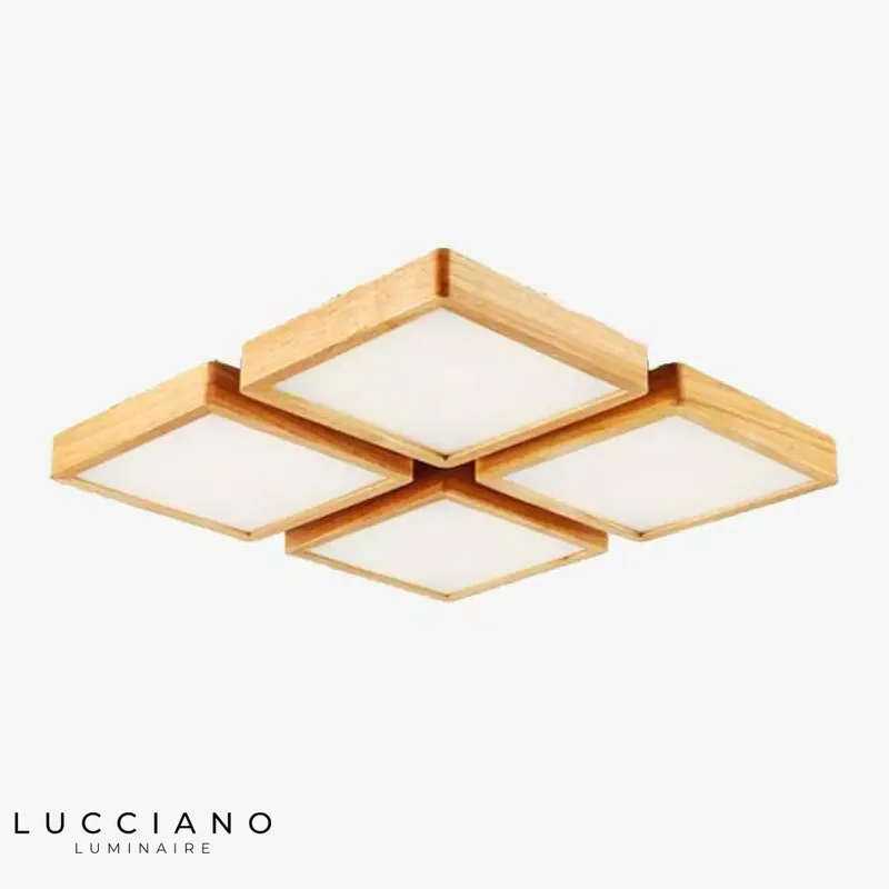 Plafonnier LED Carré Bois