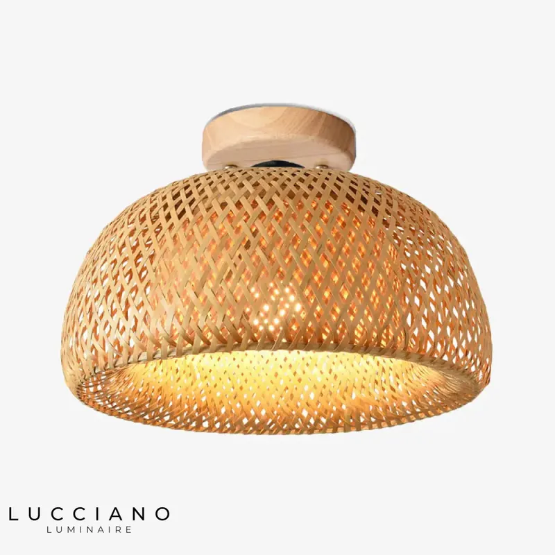 Plafonnier rond bambou naturel Solferino