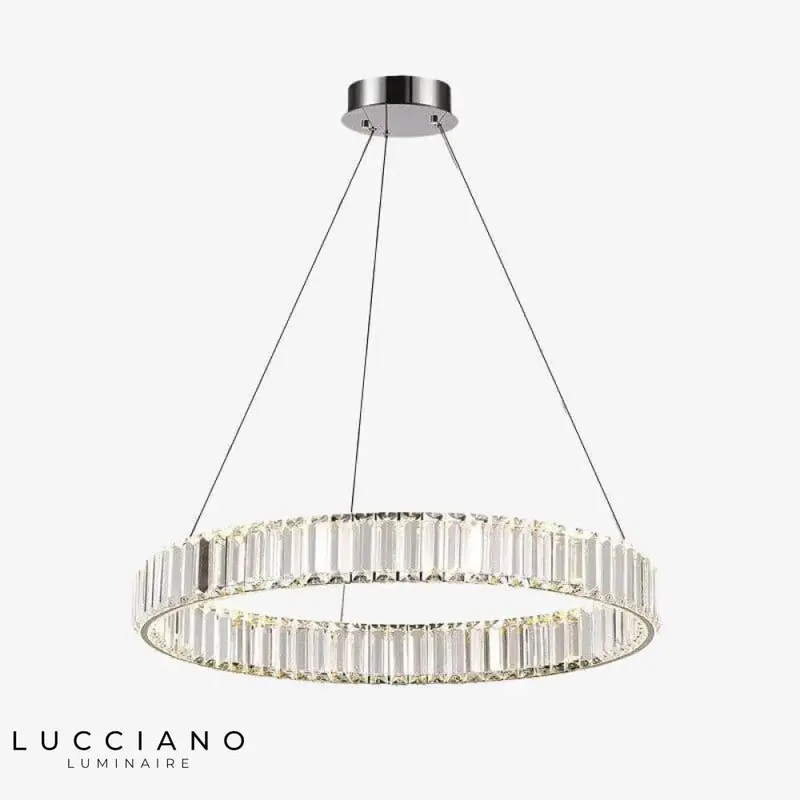 Suspension LED dorée cercle verre Luxury