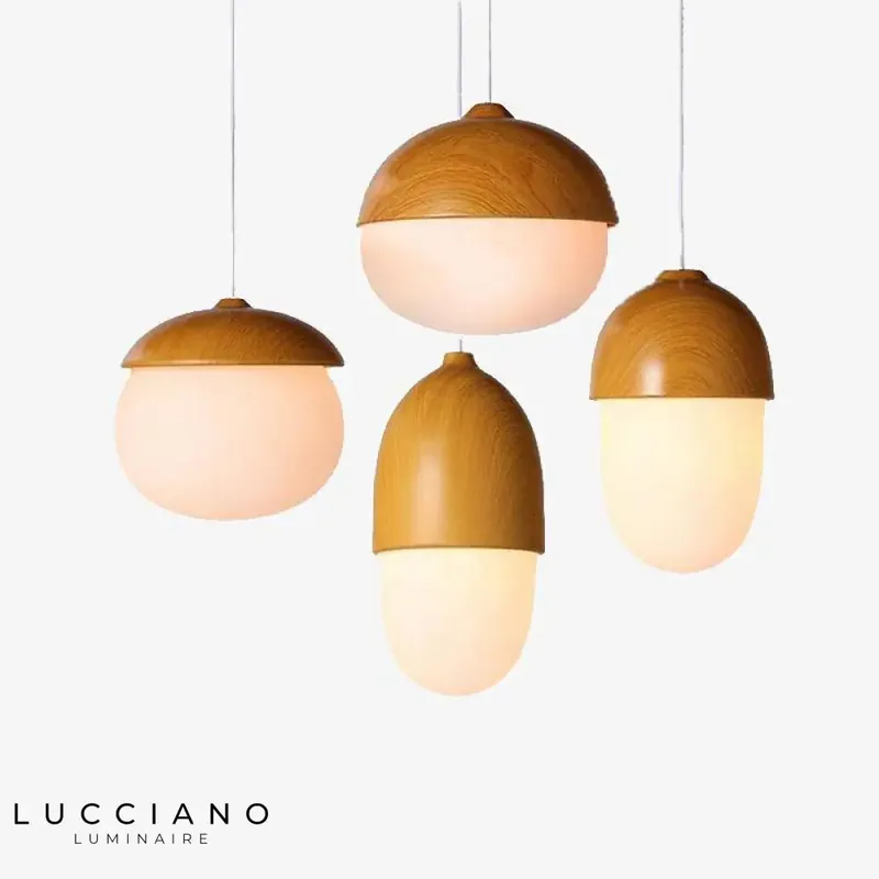 Suspension LED moderne bois arrondi