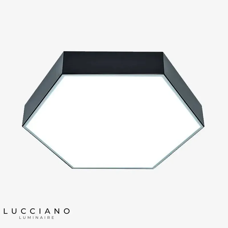 Lustre LED hexagonal noir